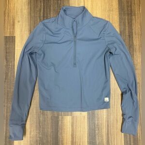 Vuori Studio Half Zip Workout Jacket Light Blue Sz Small Fitted Cropped Pullover